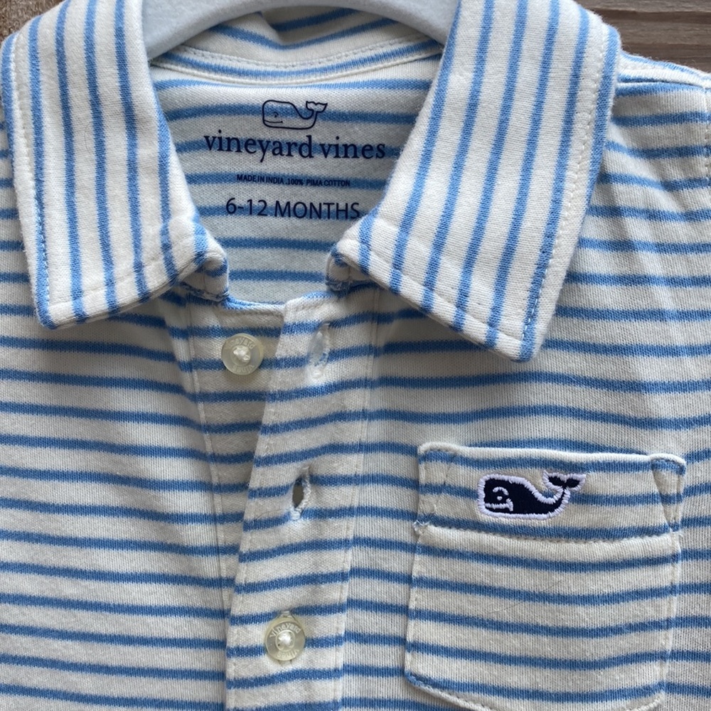 NWT Vineyard Vines Baby Boy Polo Long All Dockside Blue 6-12M - Picture 4 of 6